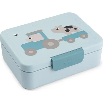 Svačinový box Done by deer, Dětský svačinový box Tiny Farm s přepážkou, modrý - Formadore
