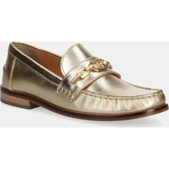 Dámské mokasíny Kožené mokasíny Twinset dámské, zlatá barva, na plochém podpatku, 251TCP130 251TCP130.10366 10Y, EUR 40