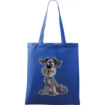 Nákupní taška Knírač kreslený sedící - Taška bavlněná - 42 x 38 cm ( Královská modrá )