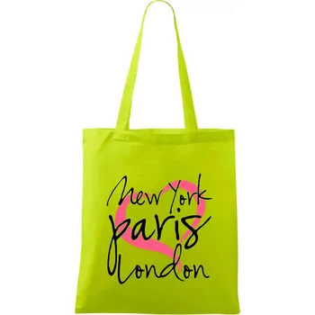 I love NYC Paris London - Taška bavlněná - 42 x 38 cm ( Limetková )