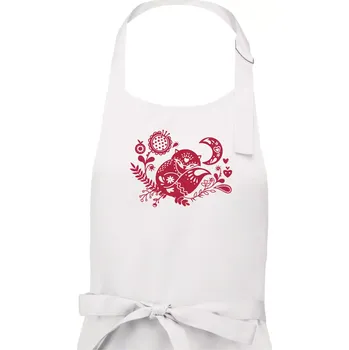 Kuchyňská zástěra Folklor - liška spící - Dámská zástěra na vaření - Univerzální velikost ( Bílá )