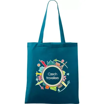 Czech Travelers barevný - Taška bavlněná - 42 x 38 cm ( Petrolejová )