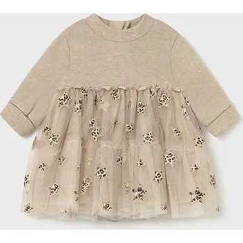 Kojenecké šaty Dívčí slavnostní šaty Mayoral 2824 béžové, zlaté Rozměr: 1 - 2 měsíce, 60 cm