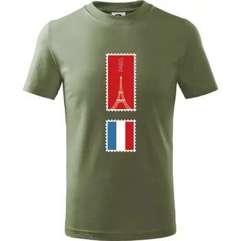 Chlapecké oblečení Paříž známka barevná - Tričko dětské bavlněné - 158 cm/12 let ( Khaki )