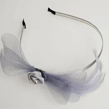 Ozdoba do vlasů Fascinátor - společenská čelenka - šedá - mašle