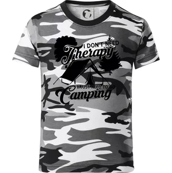 Chlapecké tričko I don't need therapy camping - Dětské maskáčové triko - 134 cm/8 let ( Šedý maskáč )