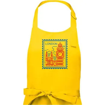 Kuchyňská zástěra Londýn známka jednoduchá - Dámská zástěra na vaření - Univerzální velikost ( Žlutá )
