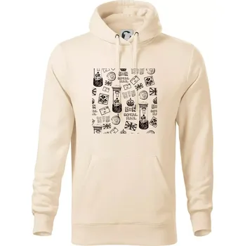 Pánská mikina Britská pošta ikony - Mikina pánská Cape s kapucí - 4XL ( Mandlová )