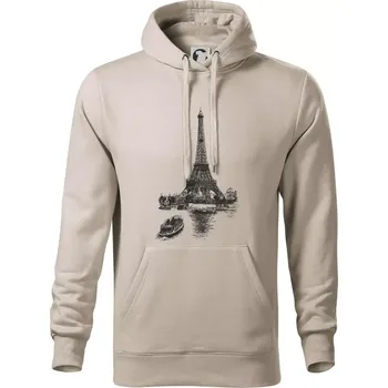 Pánská mikina Eiffelovka s loďkou - Mikina pánská Cape s kapucí - 4XL ( Ledově šedá )