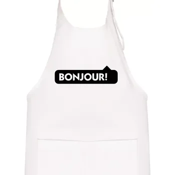 Kuchyňská zástěra Nápis Bonjour - Dětská zástěra na vaření - Univerzální velikost ( Bílá )