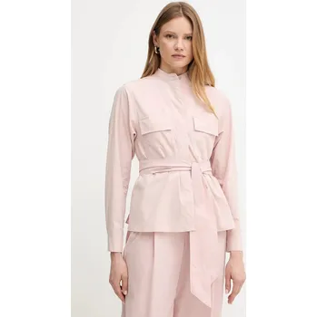 Dámská casual bunda Bavlněná košilová bunda Weekend Max Mara růžová barva, přechodná, 2515041013600 03X, vel. 40