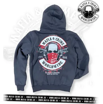 Pánská mikina Pánská mikina se zipem Mafia & Crime Worldwide s maskou anthrazit velikost: 5XL