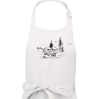 Kuchyňská zástěra Medvěd hory - Pánská zástěra na vaření - Univerzální velikost ( Bílá )