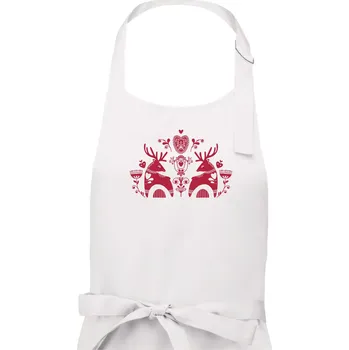 Kuchyňská zástěra Folklor - dva jeleni - Pánská zástěra na vaření - Univerzální velikost ( Bílá )