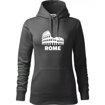 Dámská mikina Italy Koloseum Rome - Mikina dámská Cape s kapucí - M ( Tmavá břidlice (šedá se zeleným nádechem) )