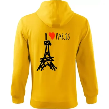 Pánská mikina I love Paris - Mikina s kapucí na zip trendy zipper - 3XL ( Žlutá )