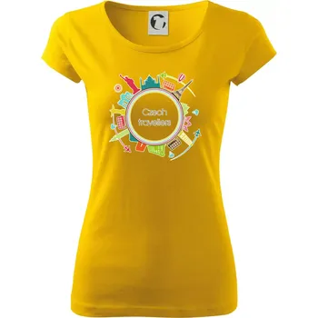 Dámské tričko Czech Travelers barevný - Dámské triko Pure - S ( Žlutá )