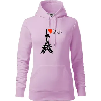 Dámská mikina I love Paris - Mikina dámská Cape s kapucí - S ( Orchid )