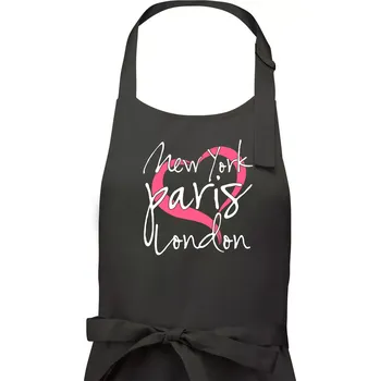 Kuchyňská zástěra I love NYC Paris London - Dámská zástěra na vaření - Univerzální velikost ( Tmavá břidlice (šedá se zeleným nádechem) )