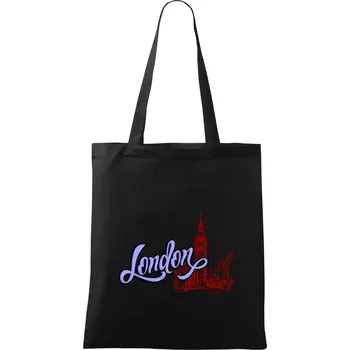 Nákupní taška London Lettering - Taška bavlněná - 42 x 38 cm ( Černá )