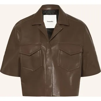 Nanushka Dámská Halenka Maisie V Koženém Vzhledu, tmavě...