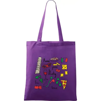 Itálie symboly - Taška bavlněná - 42 x 38 cm ( Fialová )