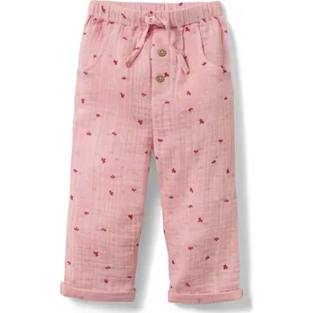 680773 - Tchibo - Navlékací kalhoty pro miminka - pro dívky - vel. 98/104 - barva: růžová/s potiskem