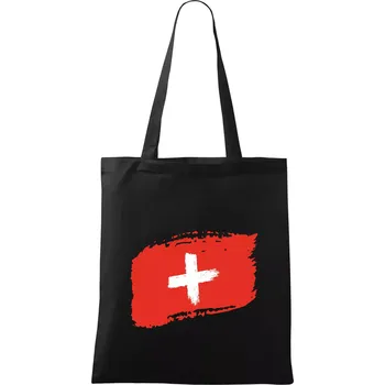 Nákupní taška Švýcarsko vlajka - Taška bavlněná - 42 x 38 cm ( Černá )
