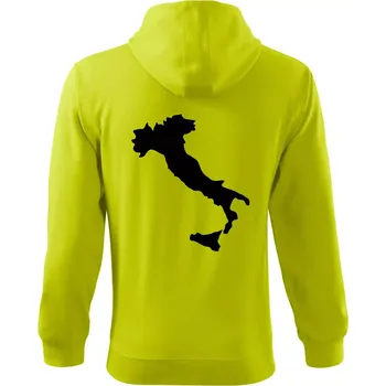 Pánská mikina Itálie obrys - Mikina s kapucí na zip trendy zipper - S ( Limetková )