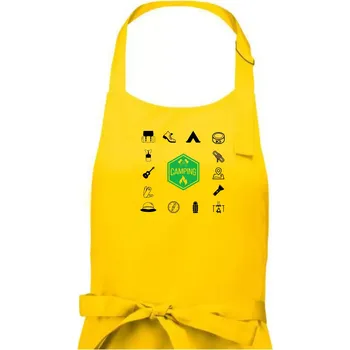 Kuchyňská zástěra Kempování symboly - Pánská zástěra na vaření - Univerzální velikost ( Žlutá )