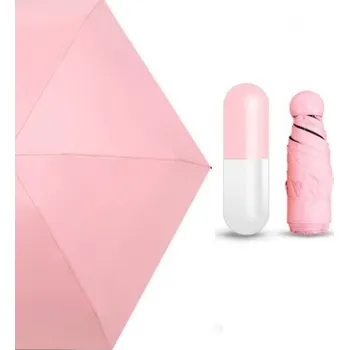 Deštník Mini skládací deštník v plastovém pouzdru - starorůžová