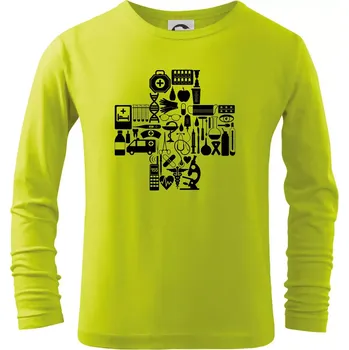 Chlapecké oblečení Zdravotní kříž věci - Triko dětské Long Sleeve - 146 cm/10 let ( Limetková )