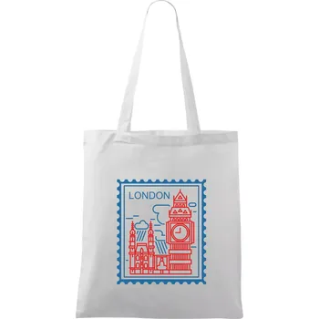 Nákupní taška Londýn známka jednoduchá - Taška bavlněná - 42 x 38 cm ( Bílá )