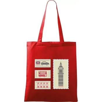 Britská známka - Taška bavlněná - 42 x 38 cm ( Červená )