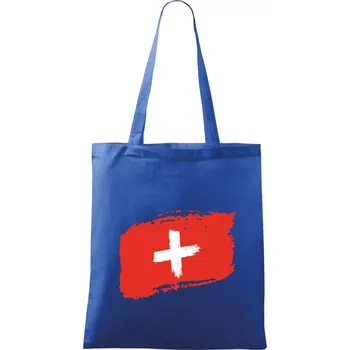 Nákupní taška Švýcarsko vlajka - Taška bavlněná - 42 x 38 cm ( Královská modrá )