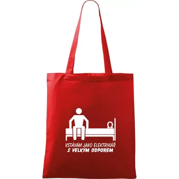 Nákupní taška Vstávám jako elektrikář s velkým odporem - Taška bavlněná - 42 x 38 cm ( Červená )