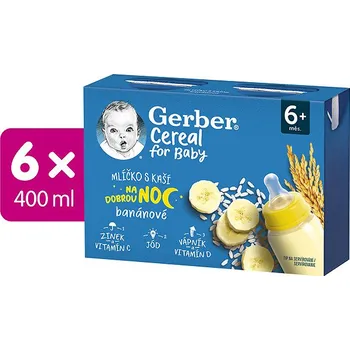 Dětská výživa GERBER Cereal mlíčko s kaší banánové 6× (2× 200 ml)