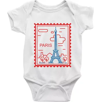 Kojenecký body Paříž známka jednoduchá - Body kojenecké s krátkým rukávem - Krátký r. do 3 měs ( Bílá )