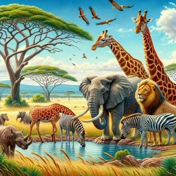 Diamantové malování Diamantové malování - Safari (50 x 50)