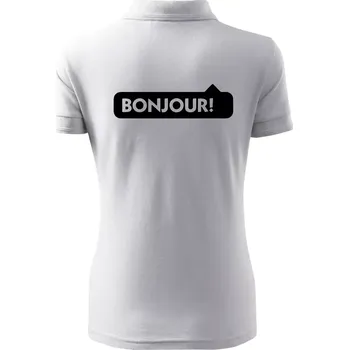 Nápis Bonjour - Polokošile dámská Pique Polo - 2XL ( Bílá )