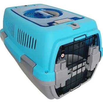 Kočárek pro psa Plastová přepravka pro domácí zvířata - modrošedá