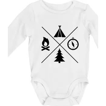 Kojenecký body Kempování čtyřka - Body kojenecké s dlouhým rukávem - Dlouhý r. do 3 měs ( Bílá )