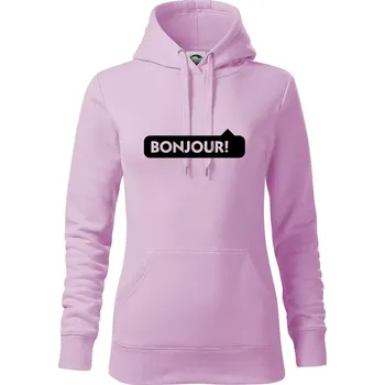 Dámská mikina Nápis Bonjour - Mikina dámská Cape s kapucí - S ( Orchid )