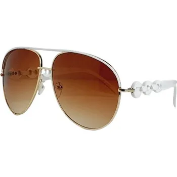 Sluneční brýle Dámské sluneční brýle - skla hnědá, bílé nožičky