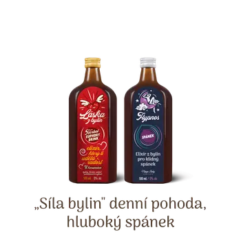 Energetický nápoj „Síla bylin“ denní pohoda, hluboký spánek Hypnos 500 ml a Láska z bylin 500 ml