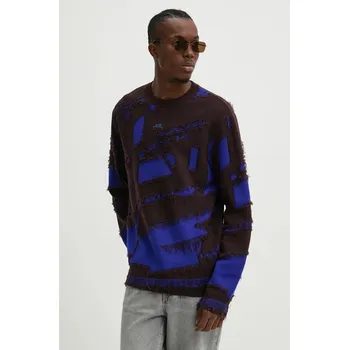 Pánský svetr Vlněný svetr A-COLD-WALL* Frontage Knit Crewneck pánský, modrá barva, ACWMK169 04A, vel. M