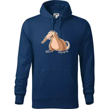 Pánská mikina Mravenečník kreslený hnědý - Mikina pánská Cape s kapucí - M ( Půlnoční modrá )