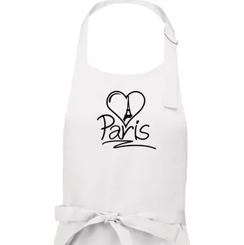 Kuchyňská zástěra Srdce Paris - Pánská zástěra na vaření - Univerzální velikost ( Bílá )