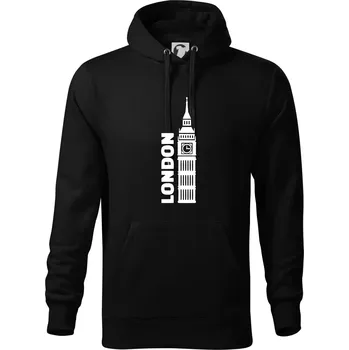 Pánská mikina London věž - Mikina pánská Cape s kapucí - 3XL ( Černá )