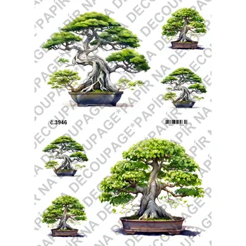 Umělecký papír Rýžový a soft papír na decoupage - Bonsaj - KB03946 Materiál: Soft, Rozměr: A4